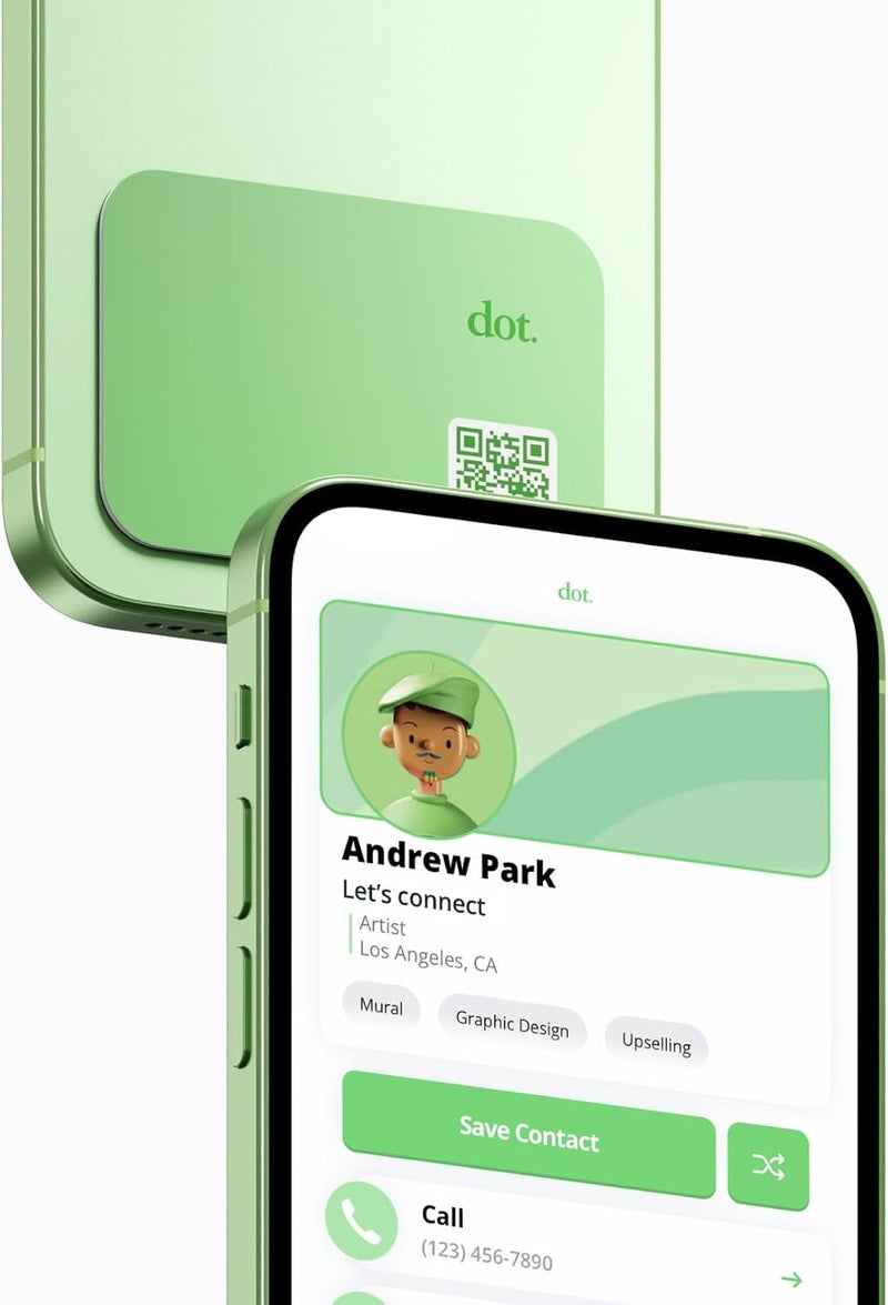 Dot . Thin - Digital Business Card - Tap Compatible with iPhone & Android (Mint) - Image 1